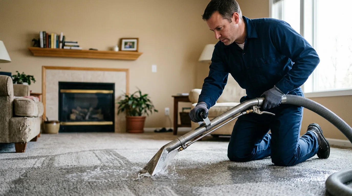 Water damage restoration technician working near Palestine, WV